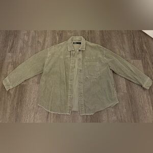 Zara Olive Ribbed Knit Jacket Top